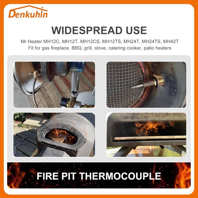 Denkuhin Fire Pit Thermocouple F273117 Fit for Mr-Heater MH12C, MH12T, MH12CS, MH12TS, MH24T, MH24TS, MH42T, Replace F273100, F273105, F273200, F273300, F273305, F273600 (2/Pack) - Image 2